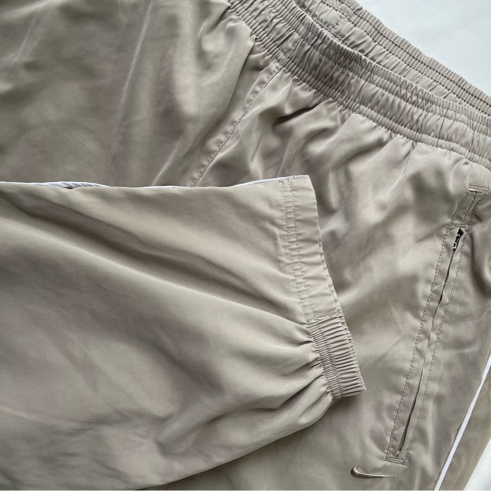 Nike Men’s Vintage Track Pants XL Tan Beige with Side Stripes